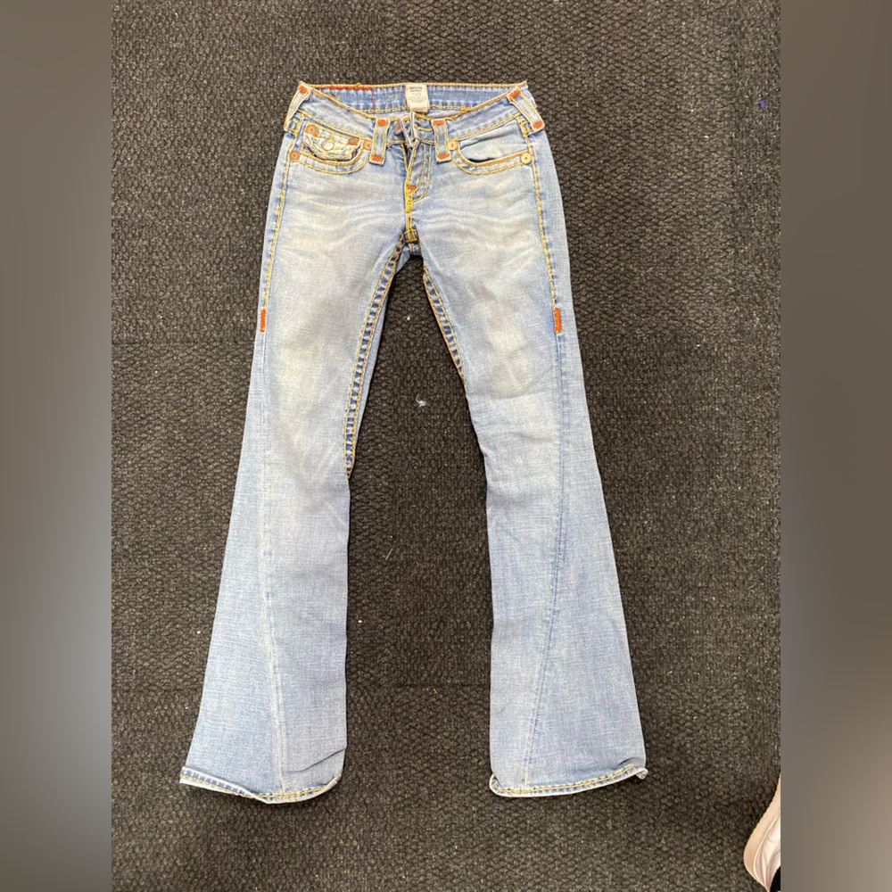 Like New Vintage Early 2000s True Religion Light Blue Super T Joey Flair Jeans